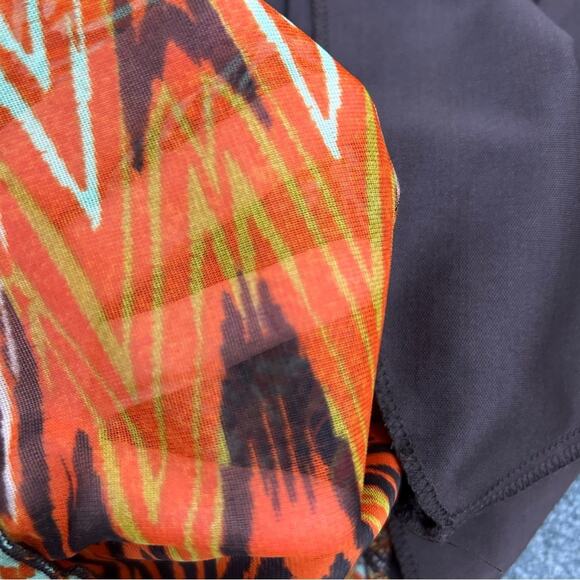 Ruby Rox Dress Womens Size S Brown Rust Teal Abstract Retro 70's Date Night Fun - Picture 11 of 14